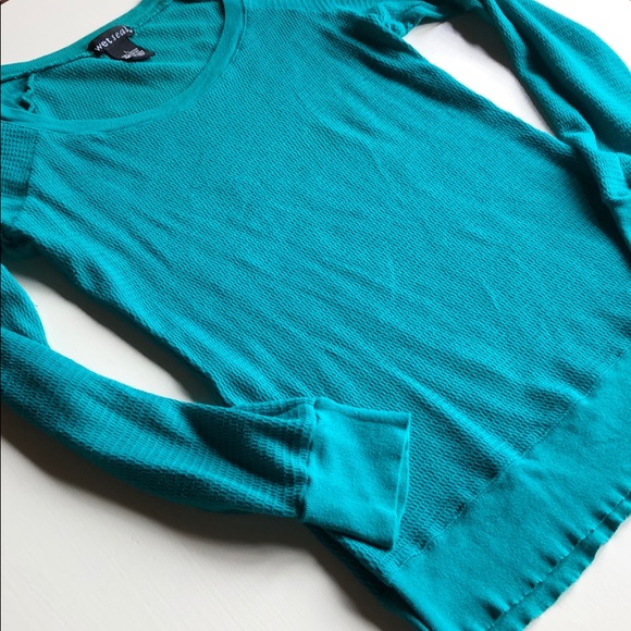 Wet Seal | Y2K Teal Turquoise Thermal | L - Picture 6 of 12
